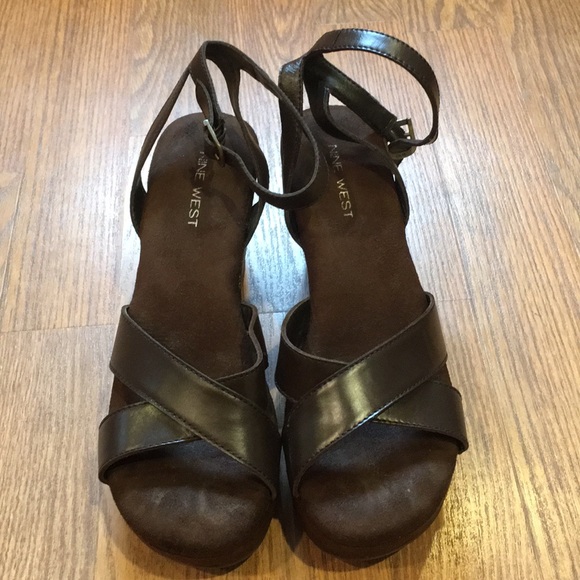 Nine West Chocolate Leather/suede sandals size 9 - Picture 3 of 8